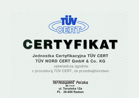 Certyfikat ISO 9001:2000